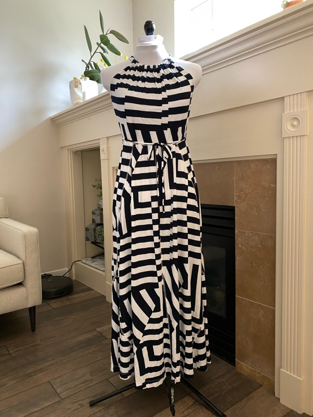 NWT GAP Black and White Striped Casual Elastic Waist Skirt